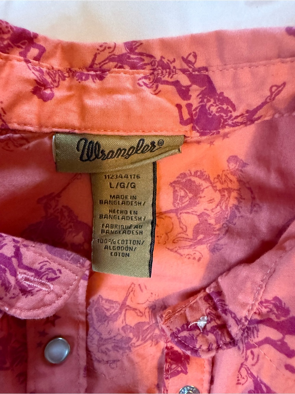 Wrangler Coral Pink Shirt with Purple Print